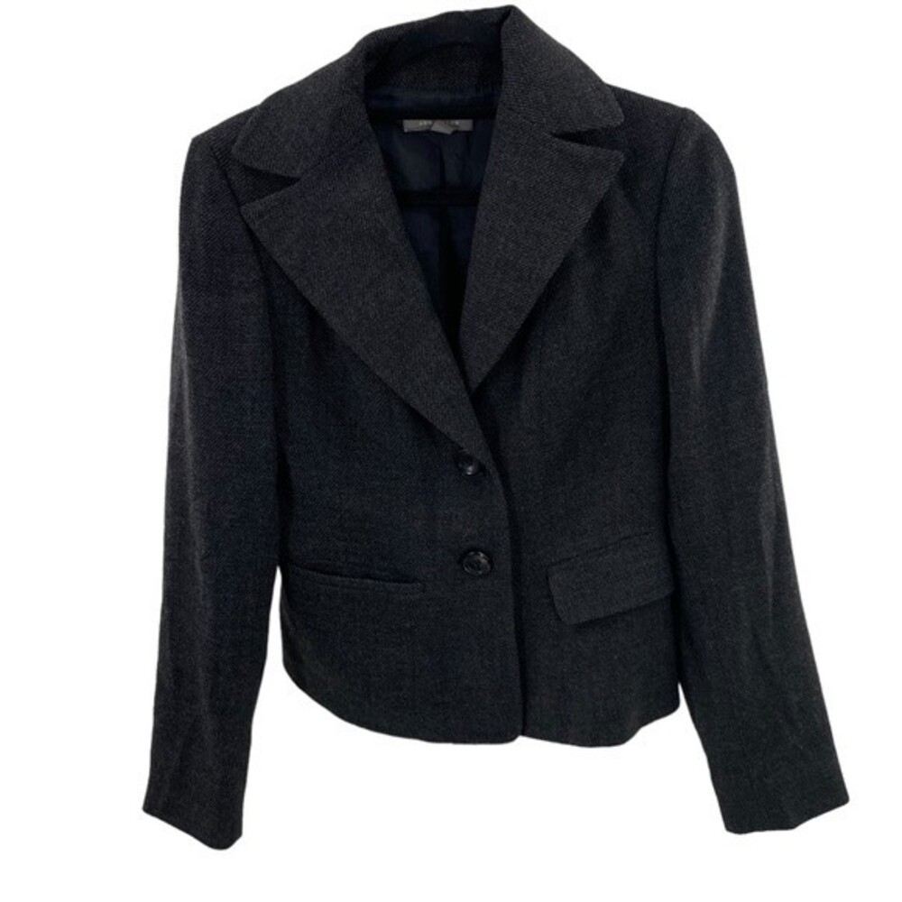 Ann Taylor Womens 0 Charcoal Tweed Blazer Wool Blend - Picture 1 of 8